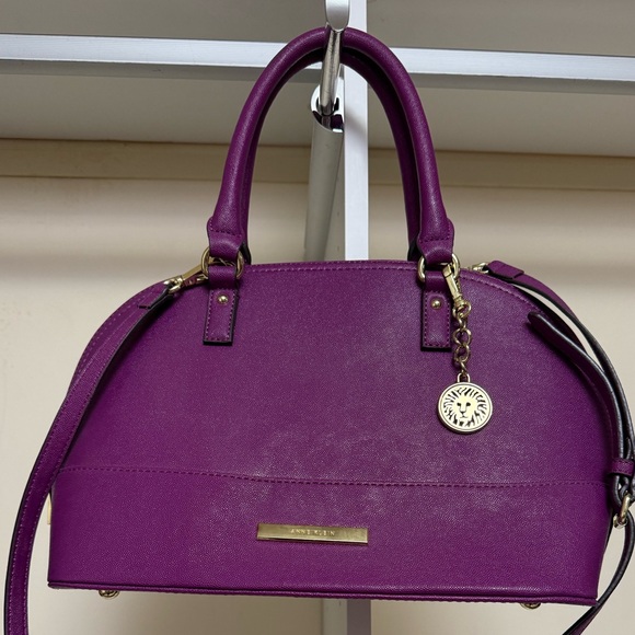 Handbags - Anne Klein Elegant Purple Handbag with Lion Charm